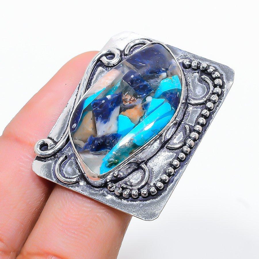 

Кольцо из стерлингового серебра 925 пробы с натуральным драгоценным камнем колючей устрицы, размер 8 l0U46 ручной работы