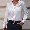 Women's Slim Fit Solid Color Long Sleeve Blouse Elegant Commuter Shirt Office Wear Top
