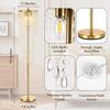 Gold Floor Lamp, 63' Tall, Modern Standing Lamp with Double-Layer Crystal Shade, LED (2700K), for Living Room, Bedroom, Office