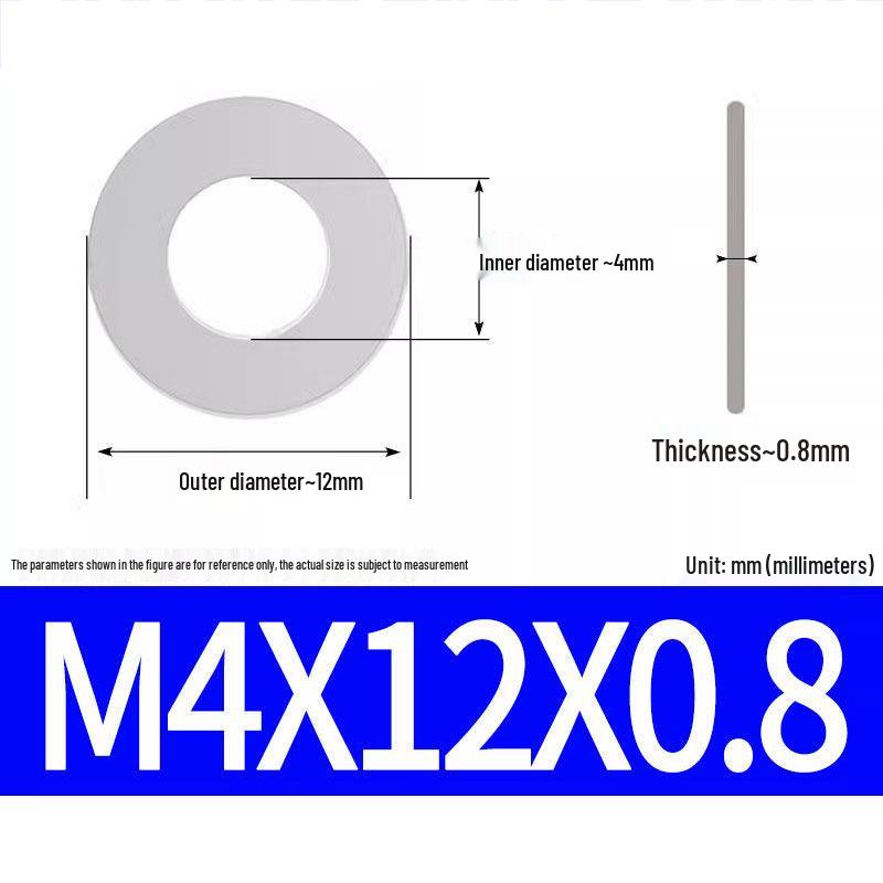 304 Stainless Steel Ultra-Thin Flat Washer, Thickness: 0.1/0.2/0.3/0.4/0.5 Mm, Sizes M1-M8