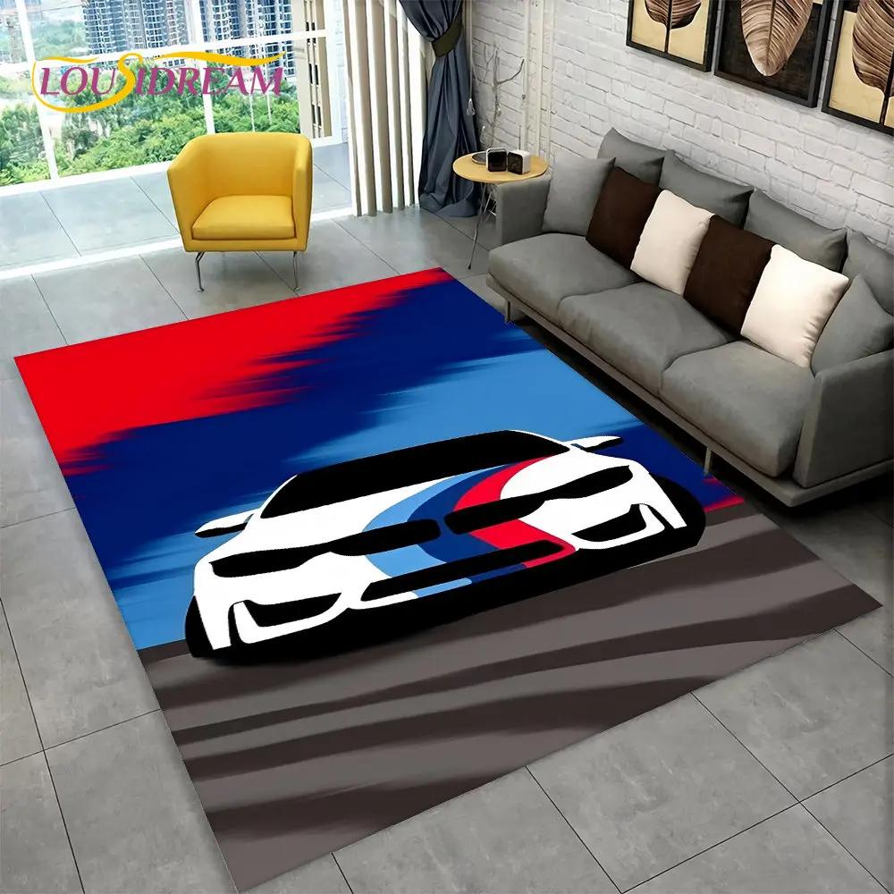 3D závodní auto koberec velký, koberec pro domácí obývací pokoj ložnice pohovka rohožka dekorace, dětská podložka do kuchyně protiskluzová podlahová podložka