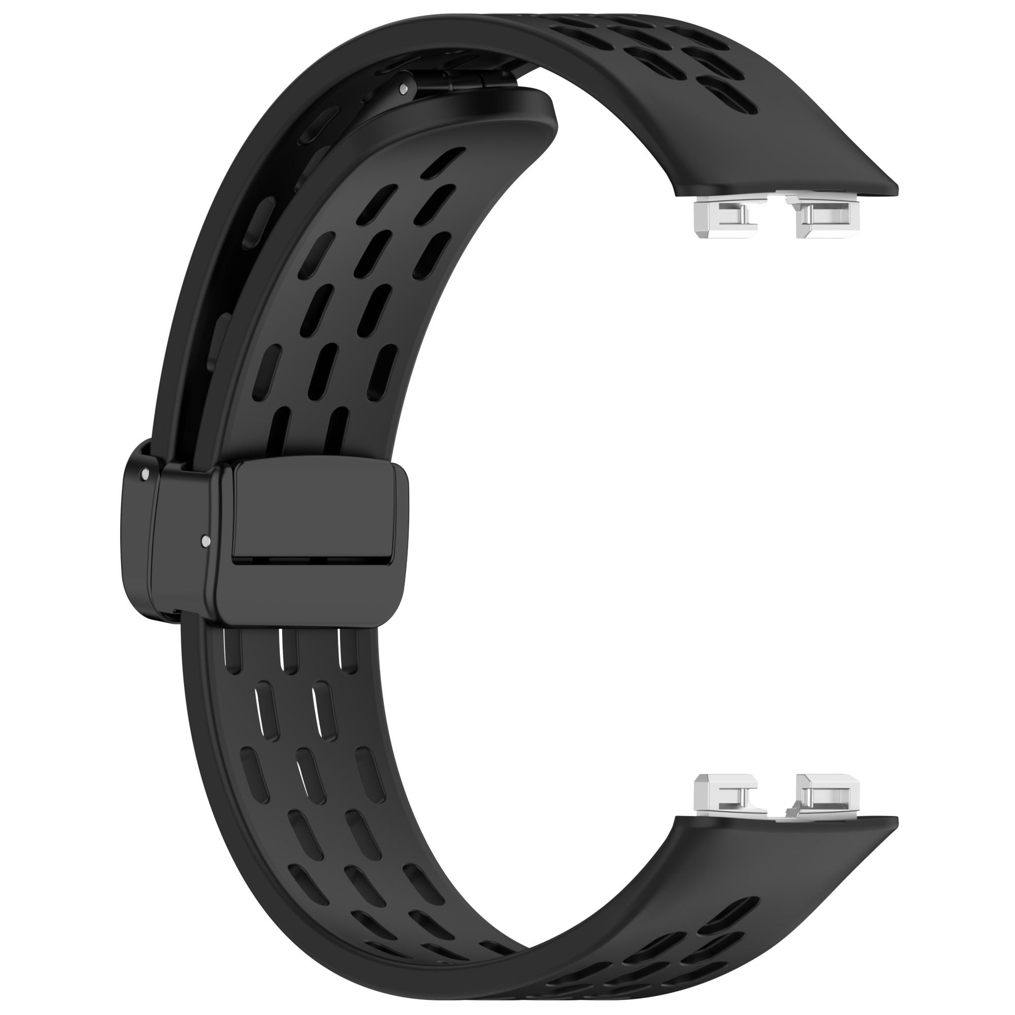 

Silicone Watch Band for Huawei Band 10/10 NFC/9/9 NFC/8/8 NFC Holes Design Breathable Magnetic Buckle Strap Purple