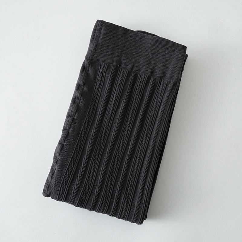 Grey See-through Cable Knit Leggings for Women - Spring & Autumn Thin Style Pantyhose That Stay Up