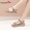 Red Dragonfly Women's Genuine Leather Flat Sandals - New Summer Style with Thick Soft Soles