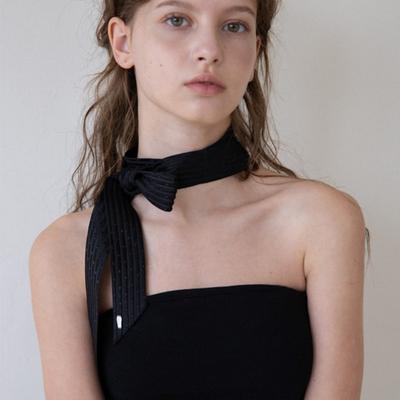 MERRYMOTIVE Black Jacquard Slim Scarf