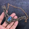 Rainbow Calsilica Gemstone Handmade Copper Wire Wrap Jewelry Necklace 18" ET-4944