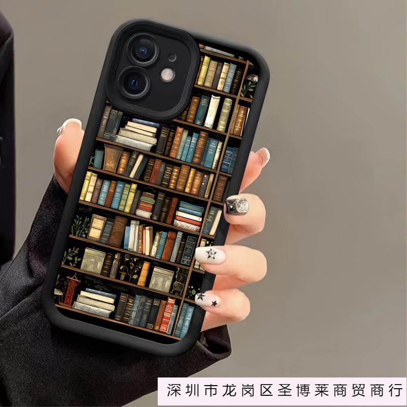 Vintage Book Bookshelf for iPhone Case Apple 11/12/13/14Pro/15/16 Phone Case 78