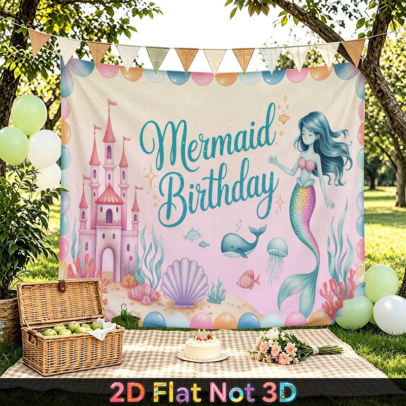 Party Backdrop Birthday Castle Mermaid Photo Booth Background Front Door Decor