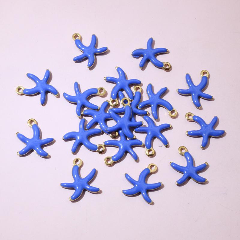 20pcs Stainless Steel Small Enamel Starfish Charms Pendant 10.5x10mm DIY Jewelry Making Accessories for Necklace Earrings