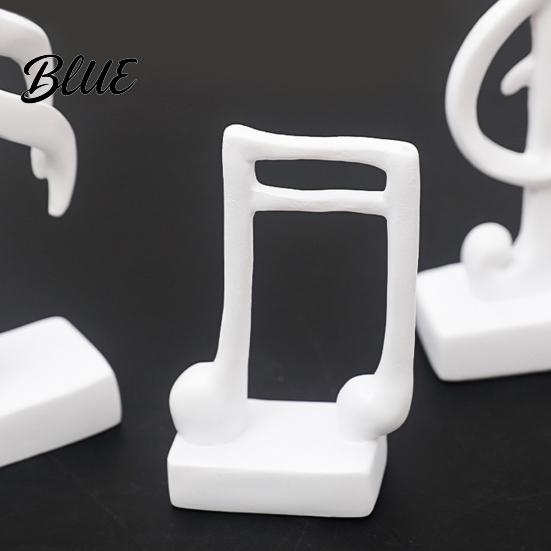 Black Resin Music Figurine 3Pcs Minimalist Note Sculpture Treble Clef & Eighth Quarter