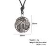 Retro Mysterious Runes Necklace Viking Jewelry Rope Chain Adjustable Necklaces Stainless Steel Pendant Amulet Jewelry