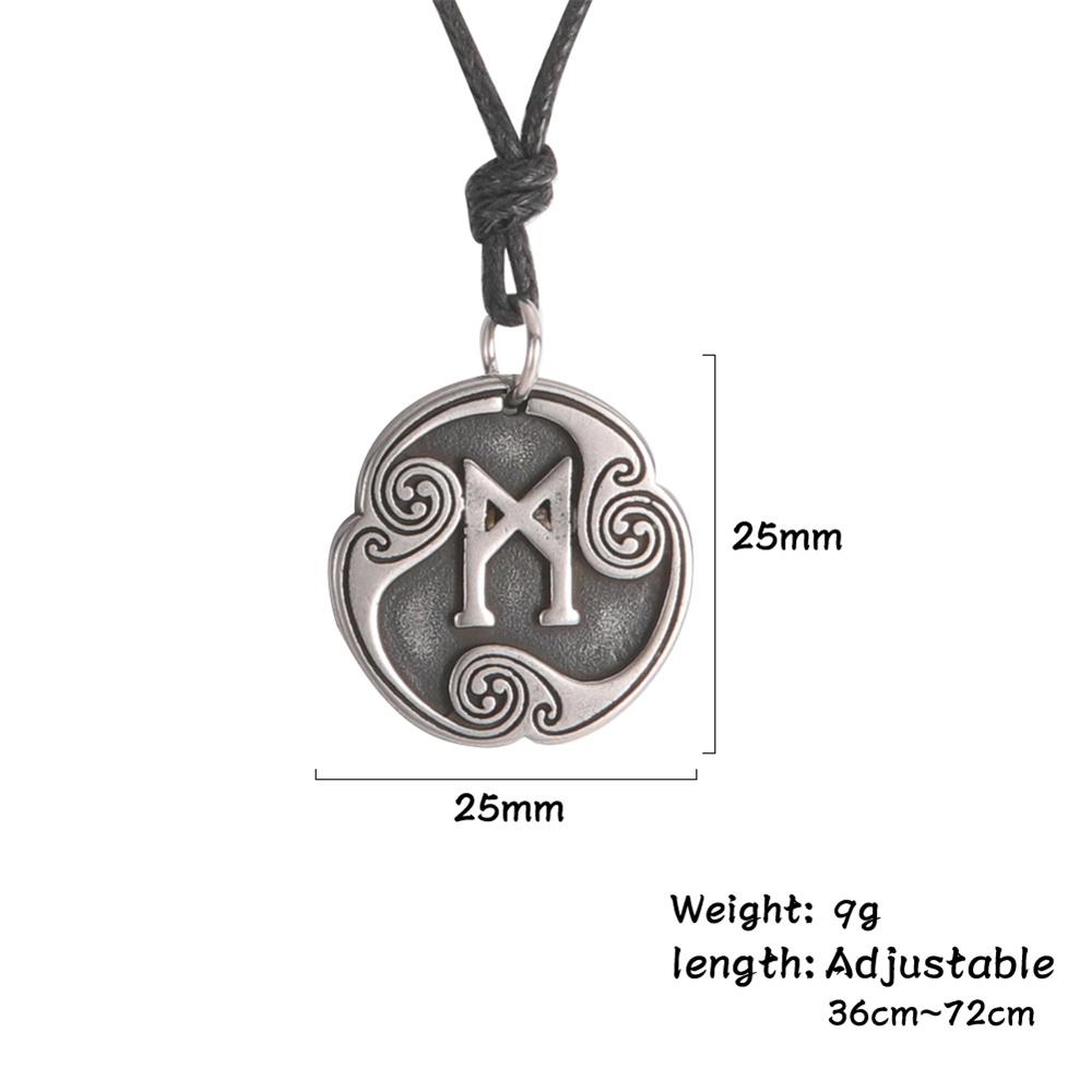 Retro Mysterious Runes Necklace Viking Jewelry Rope Chain Adjustable Necklaces Stainless Steel Pendant Amulet Jewelry
