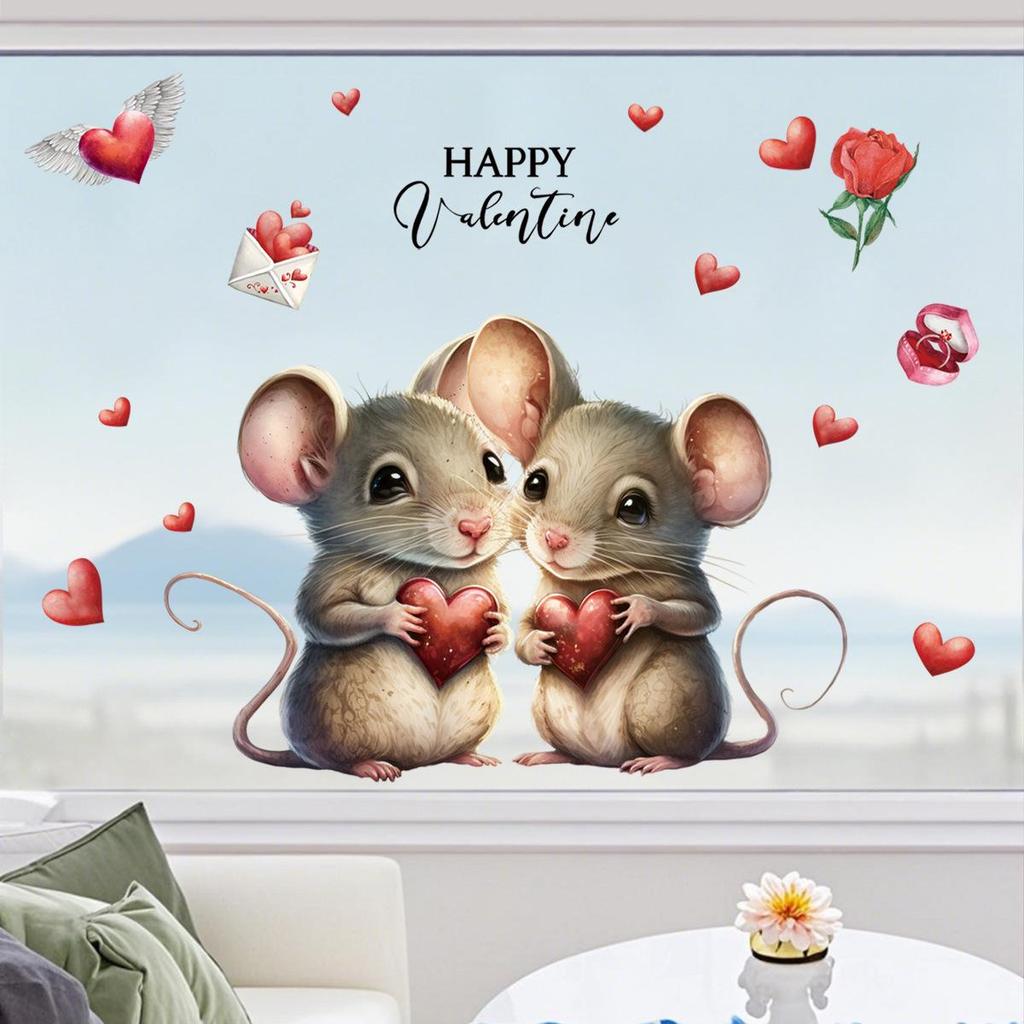 Valentine's Day Heart Electrostatic Window Stickers - New Style for Shops and Parties