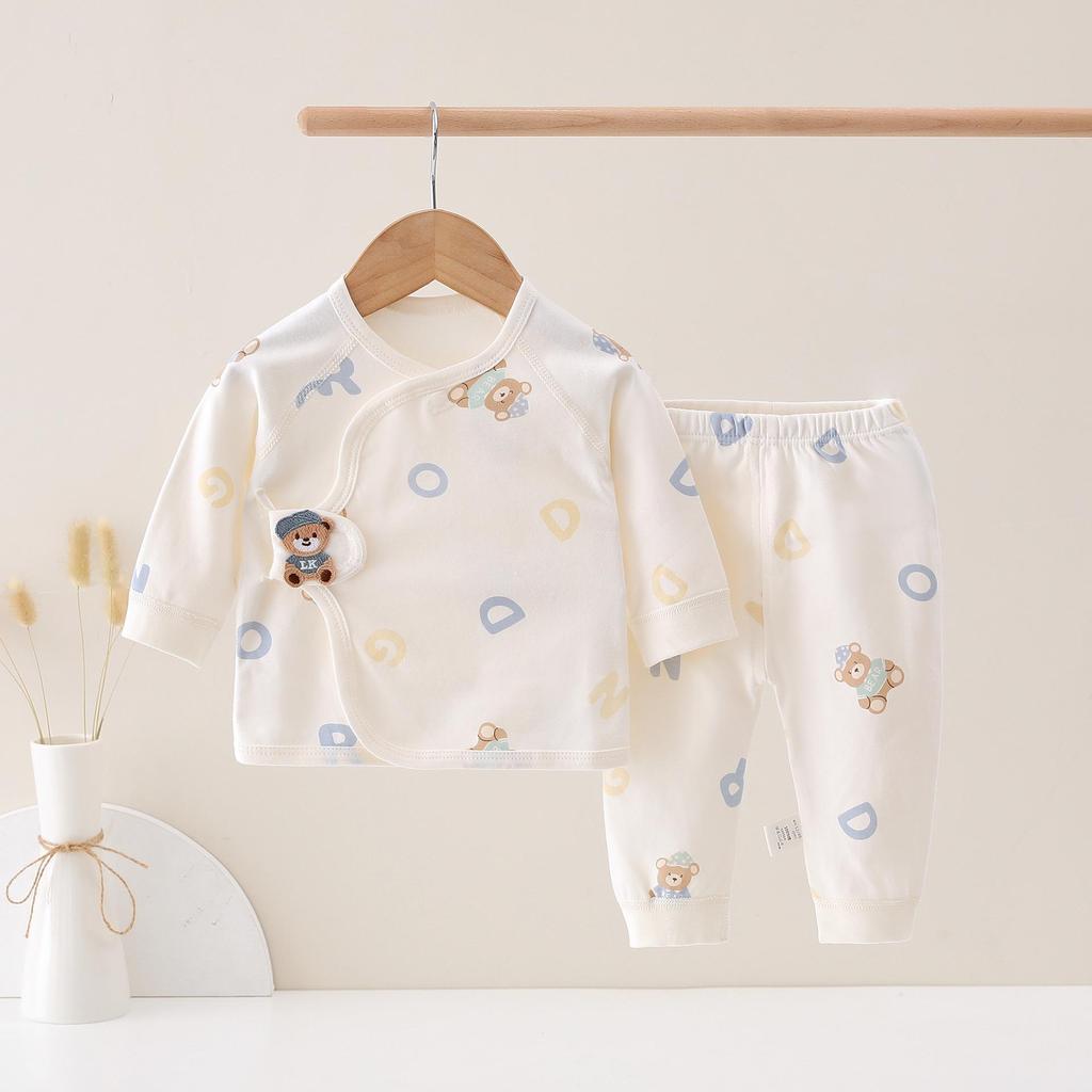 Set Kimono Top și Pantaloni Bumbac Pur Patru Anotimpuri pentru Nou-născuți