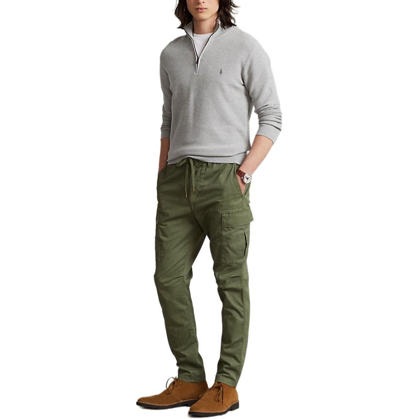 Polo Ralph Lauren Logo Embroidered Half-Zip High Neck Long Sleeve Knit Sweater Men sweater Gray 710932304-002