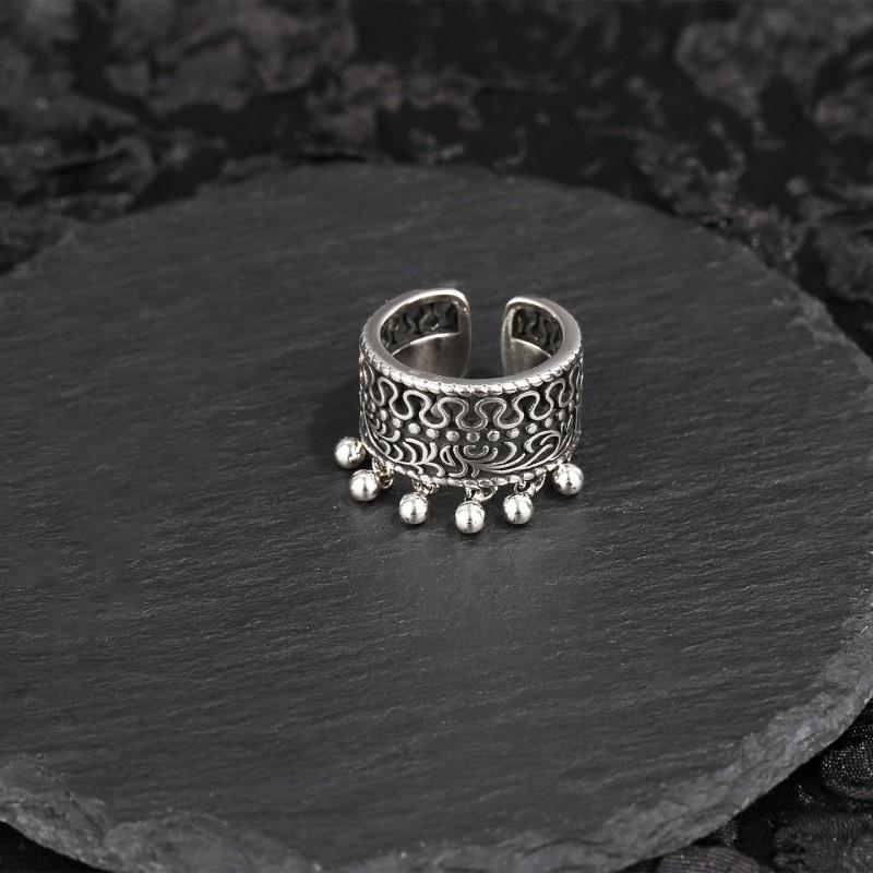 Adjustable Vintage Lace Fringe Ring Women Men Boho Ethnic Style Statement Jewelry