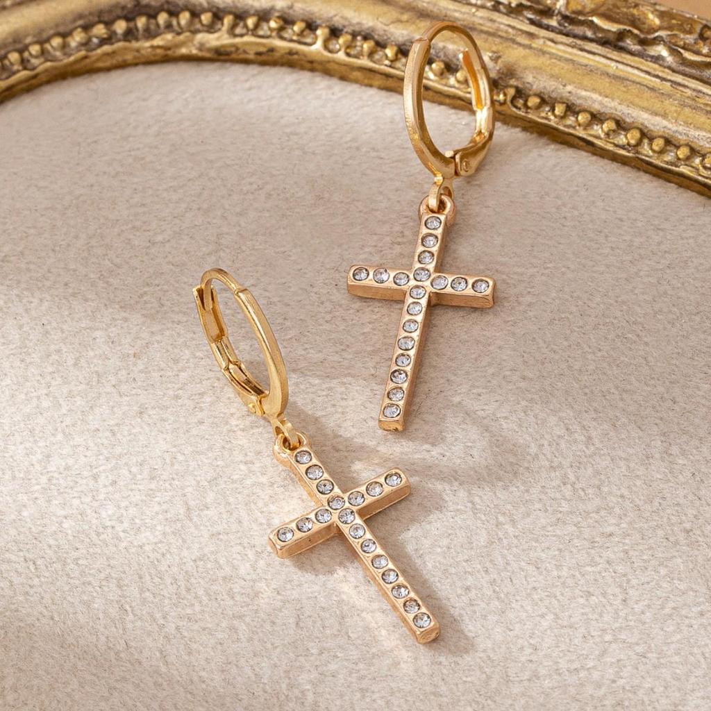 Best-Selling Women's Light Luxury Cross Pendant Drop Earrings