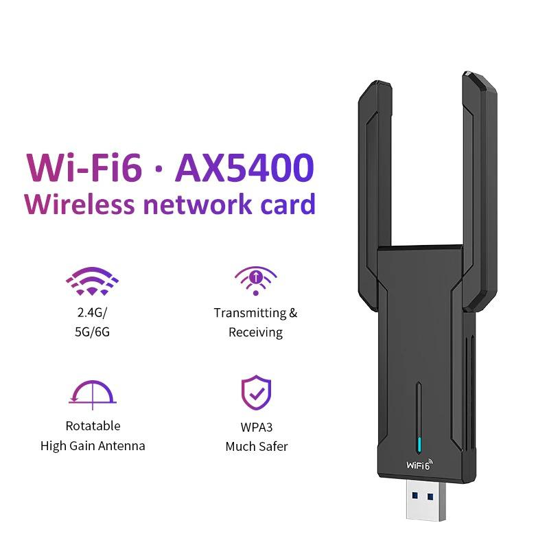 AX5400 WiFi6 Adapter 1800Mbps 5G Dual Band Wireless Network Card PC/Laptop Driver Free WPA3 USB3.0 adapter Antena Dongle
