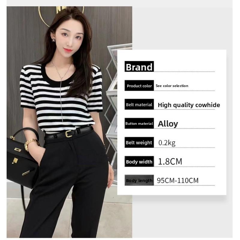 Mei Mary New women's leather belt - genuine cowhide, trendy korean style, versatile jeans belt