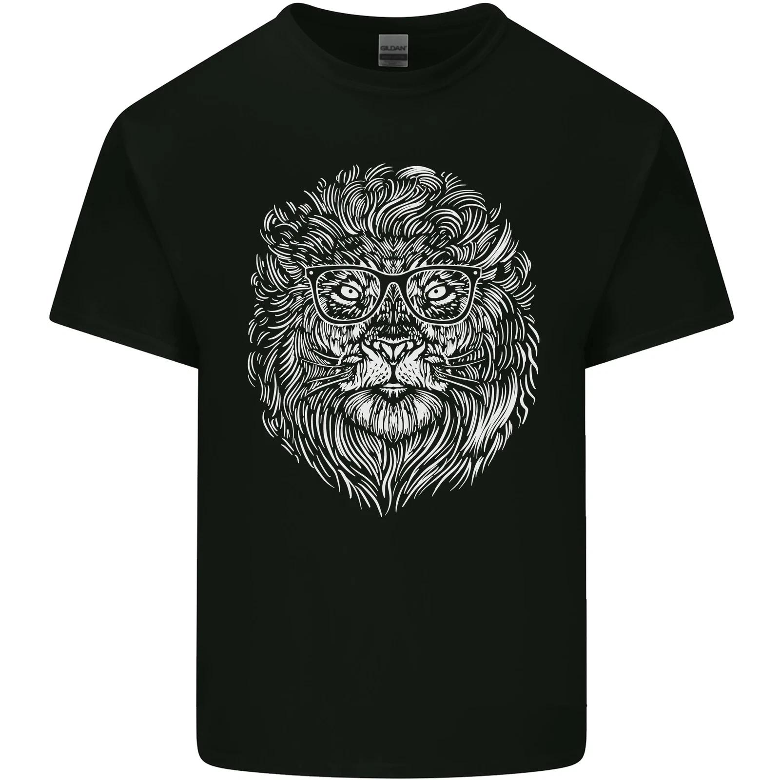 Funny Hipster Lion Kids T-Shirt Childrens M
