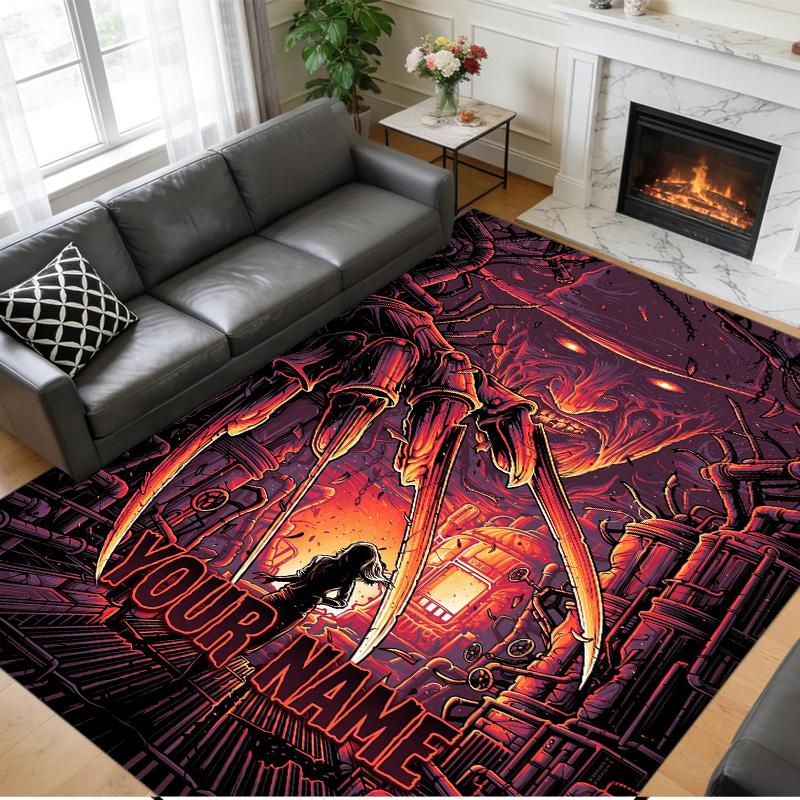 Crystal Velvet Rug Custom Name Text, Soft Non Slip Floor Mat Home DecorA Nightmare On Elm Street Freddy Krueger