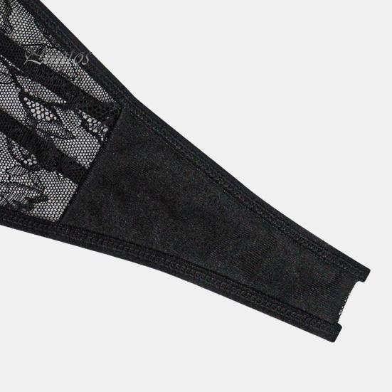 Thin Strap Underwear Women's Glitter Thong Sexy Floral Lace Sheer Breathable Strappy Rhinestone G-String Stretch Panties Romantic