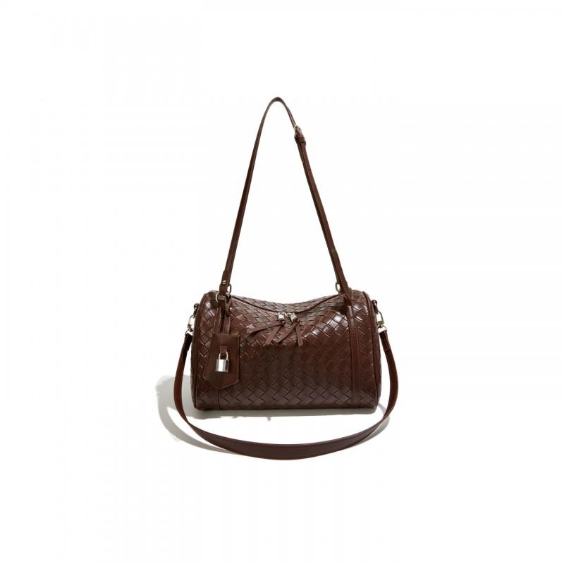 Large Woven Tote Bag Women Soft PU Shoulder With Zip Multi-Compartment Organizer Urban Chic Style
