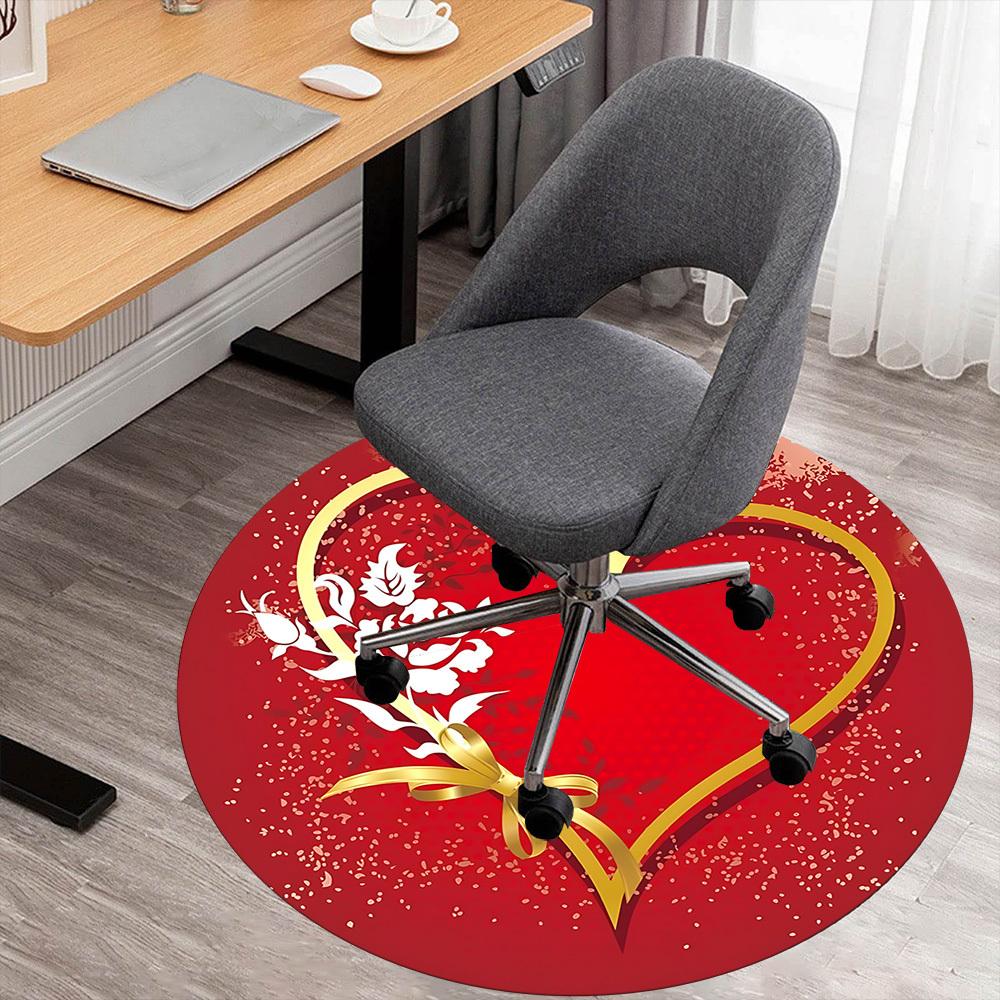 1pc Heart Love Round Chair Mat Area Rug - Non-Slip, Floor Mat for Office, Bedroom, and Indoor Decor C1125213
