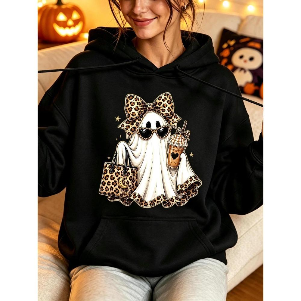 Women's Hooded Sweater Halloween Double Hat Loose 3D Printing Loose Comfort Casual Daily Creative Sweatshirt