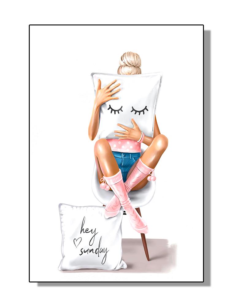 Fashion Girl Canvas Poster Perfume Bottle Print Pictures Flower Wall Art Prints Nordic Wall Posters Girl Bedroom Decoration