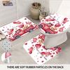 4pcs Valentine's Day Romantic Rose Flower Printed Bathroom Set Waterproof Shower Curtain Floor Mat Toilet Mat U-Shaped Mat