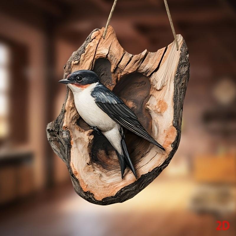1Pc Vintage 2D Bird Wooden Signage 8In Farmhouse Wall Decoration Garden Flower Bird Market Porch Home Photo Background