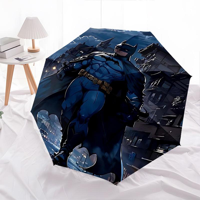 1pc Batman full moon Automatic Folding Umbrella - Compact 8-Rib Design, Durable Plastic & Iron1460L