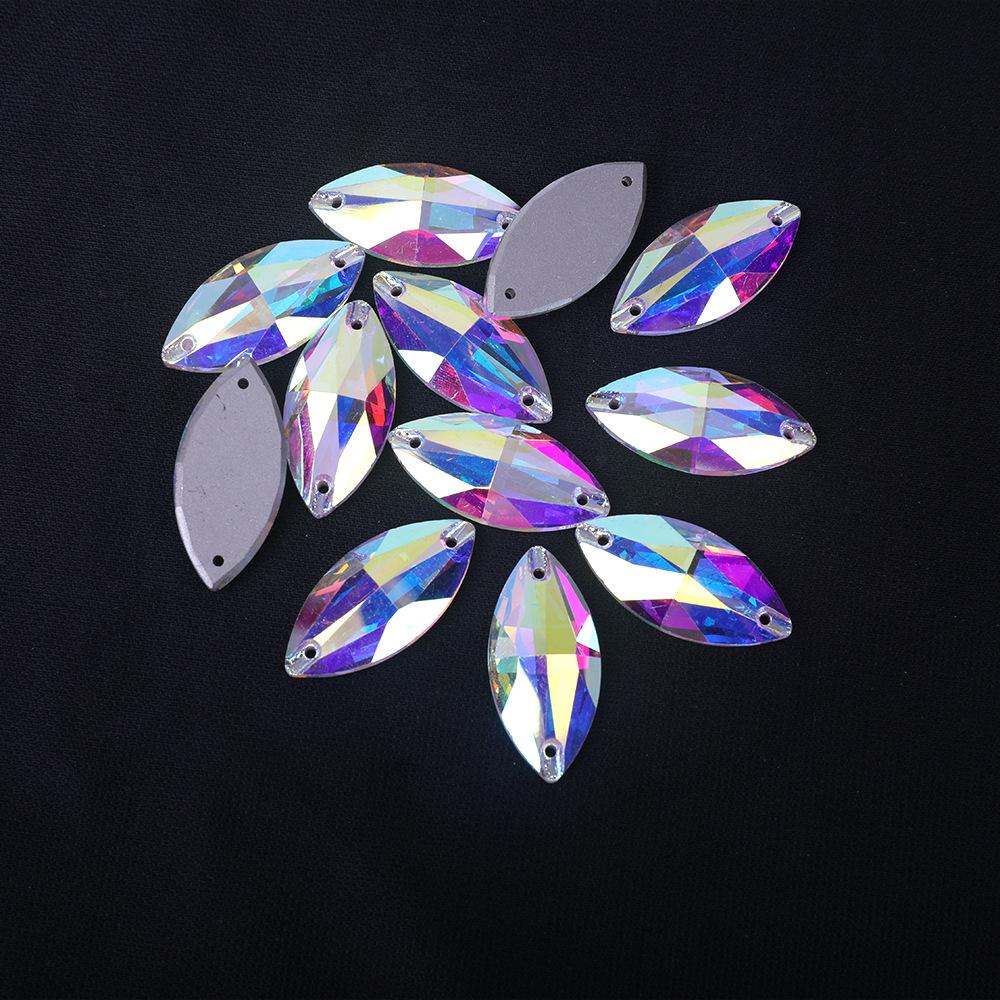 K9 Weichen Koń Kształt Oka Płaskie Dno Szklany Ręcznie Szyty Wiertło, Biały Ab Kolorowy Diament Diy Kryształowy Diament