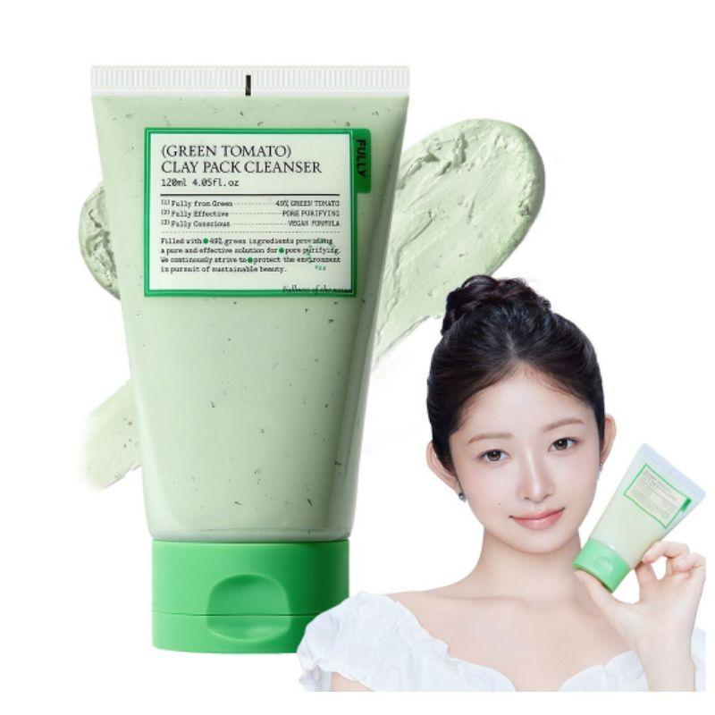 Fully Vegan Green Tomato Pore Purifying Clay Cleanser K-Beauty Deep Cleansing Wash Off Pack