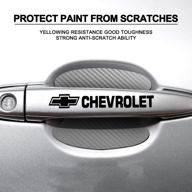 Bil Dörrklistermärke Kolfiber Repor Bil Handtag Skyddsfilm för Chevrolet Cruze Malibu Sail Spark Captiva Equinox Trax Tracker AVEO Lova Husbil
