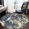 1pc Paisley Motif Office Round Area Rug, Indoor Mat Suitable ForOffice, Under Office Chairs Bedroom Living Room Home Decor, Room Deco 003