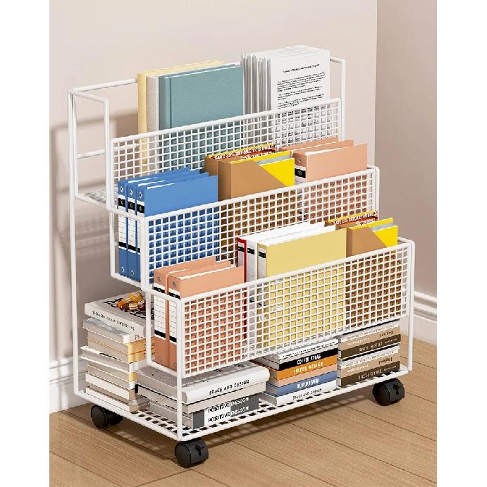 Carrello Porta Libri Mobile a più Strati con Ruote Carrello da Cucina Organizzatore per Bagno Scaffali Porta Snack per la Casa
