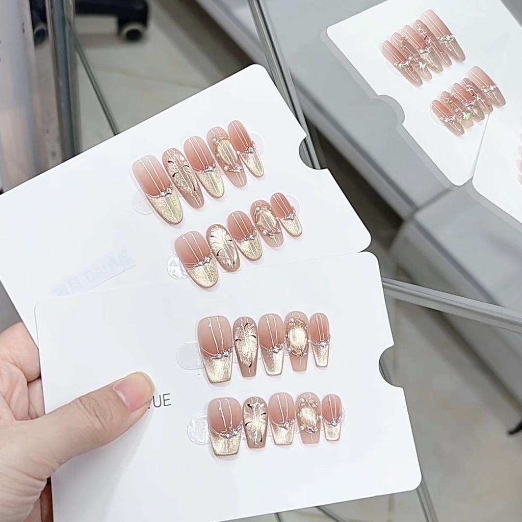 Pure Hand-made Phototherapy Wearer Fireworks and Gemstones Reusable Nail Art Patches Can Be Removed