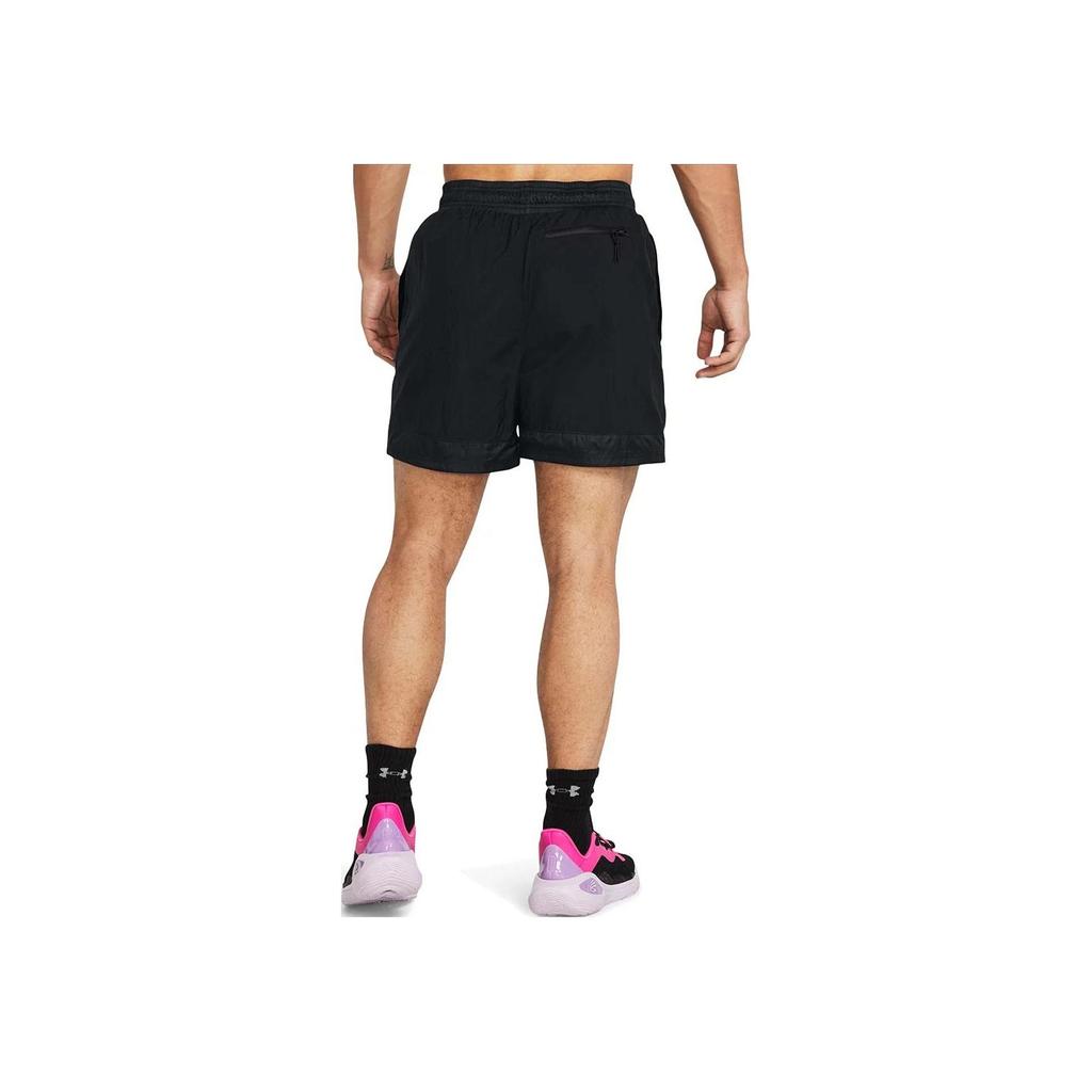 Under Armour Solid Color Lace-Up Woven Casual Sports Shorts Men Shorts Black 1383373-001