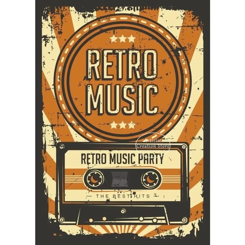 

Vintage Print Canvas and Painting Retro Music Signage Disco Party Poster Wall Pictures for Nordic Coffee Bar Studio Room Decor 21cm×30cm NoFrame