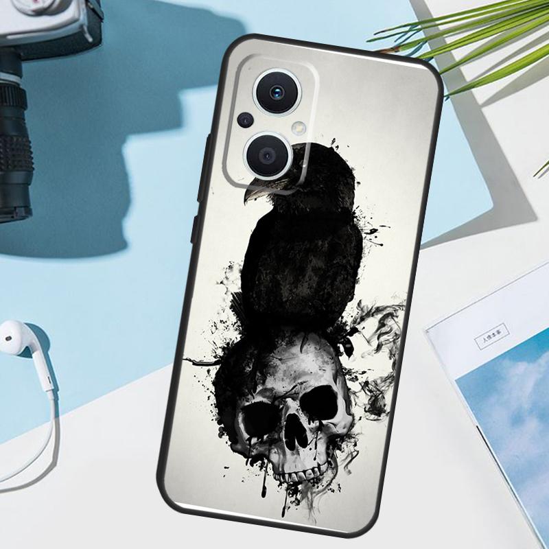 Skull Crow Flower Cover For OPPO Reno 14 F 13 12 11 10 Pro 11F 12F 13F 7 8 Lite OPPO Find X9 X8 X6 X5 Pro Case