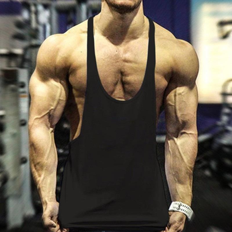 Basic Fitness Bodybuilding Training Vest Cotton Non-printed Vest Men