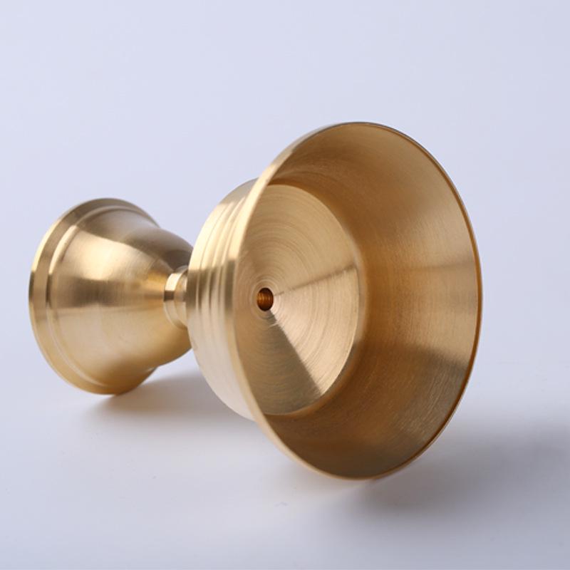 Dual-Use Brass Ghee Lamp Holder for Solid & Liquid Candles - High-Foot Thickened Decorative Candlestick