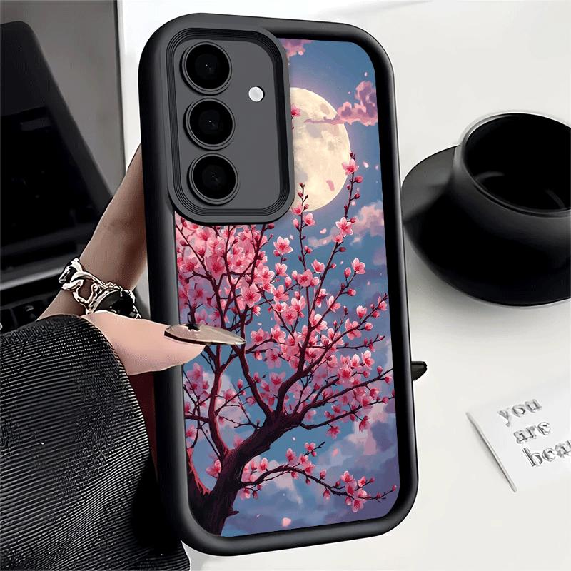 Phone Case for Samsung Galaxy A17 A16 A15 A14 A13 Dreamy Night Cherry Blossom Tree A56 A36 A26 A55 A35 A25 A54 A34 A24 A53 A33 A