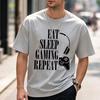 Eat Sleep Gaming Repeat Funny Gamer Boy Toddler Youth TShirt Summer Gaming Enthusiast Funny Outdoors Quality Cotton ShortSleev