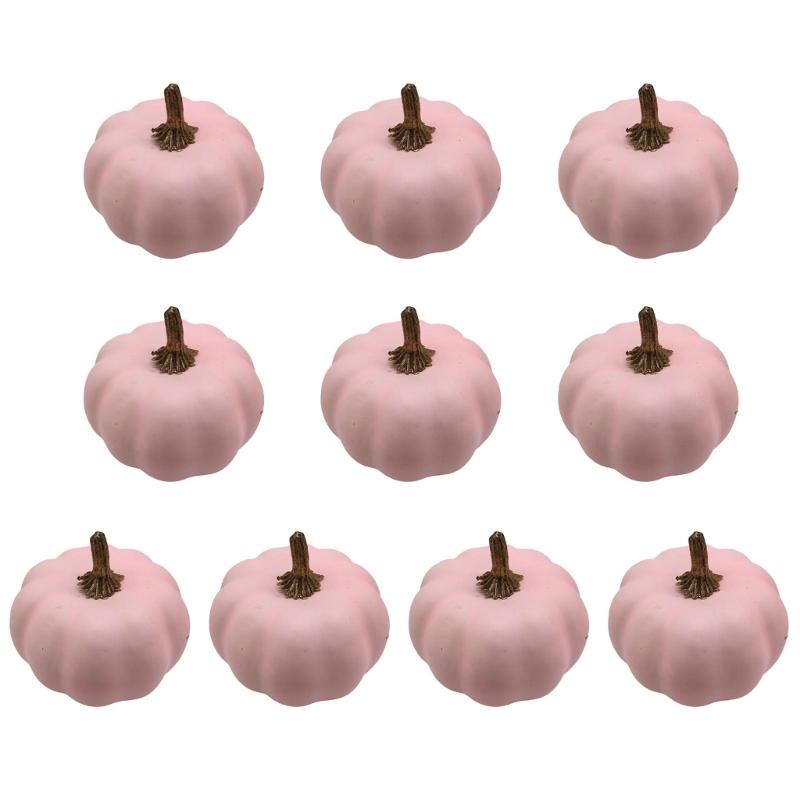 

Pack Of 10 Artificial Pumpkin Ornament Easy Cleaning Holiday Decoration For Classroom Store Window Displays розовый