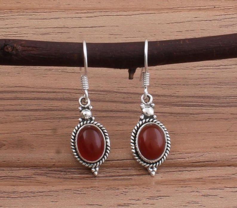 Solid 925 Sterling Silver Carnelian Gemstone Handmade Boho Designer Statement Earring Women Gift Earring Charm Jewelry