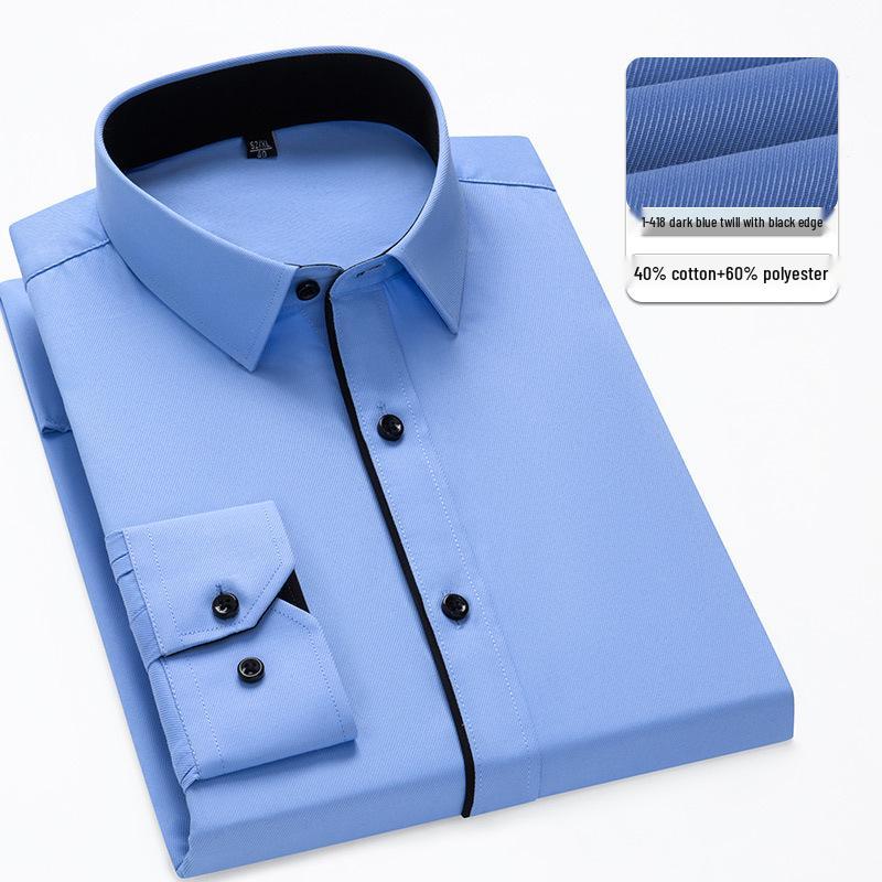 Herren Frühling Weiße Hemden - Lang-/Kurzarm, Gesticktes Logo, Professionelle Geschäftskleidung, 40% Baumwolle Einfarbig Arbeitskleidung