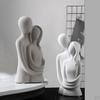 Statua Amanti 20cm, Scultura Figurine Coppia Abbraccio Posteriore in Ceramica Artigianato Intagliato per